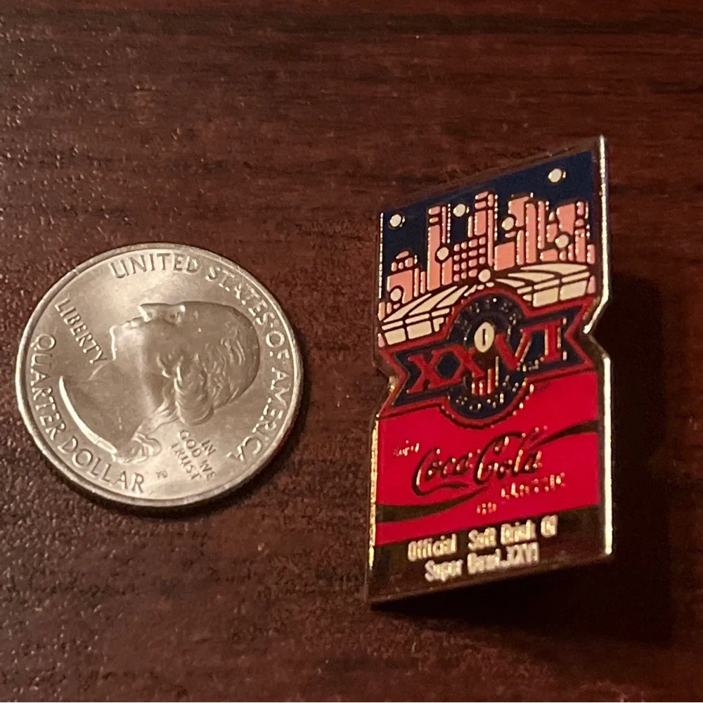 Vintage Coca-Cola Coke Super Bowl XXVI NFL Football Lapel Pin‎